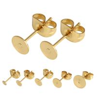 Ανοξείδωτο χάλυβα Ear Nut Component, Από ανοξείδωτο χάλυβα, επιχρυσωμένο, DIY & διαφορετικό μέγεθος για την επιλογή, χρυσός, 50PCs/τσάντα, Sold Με τσάντα