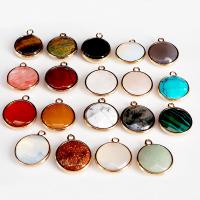 Gemstone Pendants Jewelry, Natural Stone, Round, polished, DIY, more colors for choice, 16mm, Sold By PC