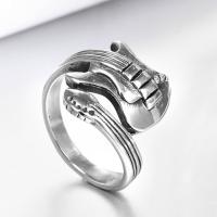 Titanium Steel Finger Ring, Guitar, Unisex & different size for choice, original color, Sold By PC