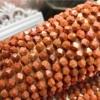Goldstone perler, du kan DIY & forskellig størrelse for valg & facetteret, rødligorange, Solgt Per 15 inch Strand