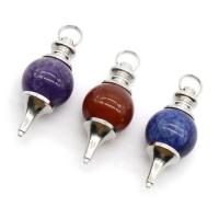 Gemstone Pendulum Pendant, polished, DIY & different materials for choice, more colors for choice, 18x40mm, Sold By PC
