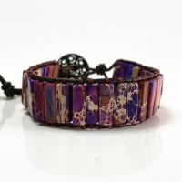 Wrap Armband , Lederband, mit Impression Jaspis & Zinklegierung, unisex, gemischte Farben, 250mm, verkauft von PC