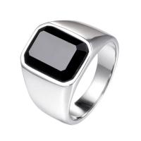 Rozsdamentes acél Finger Ring, Stainless Steel, Geometriai minta, kézi, az ember, több színt a választás, 15.50mm, Által értékesített PC