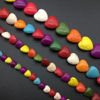 Turkusowe koraliki, Turkus syntetyczny, Serce, obyty, DIY & różnej wielkości do wyboru, mieszane kolory, sprzedane przez Strand