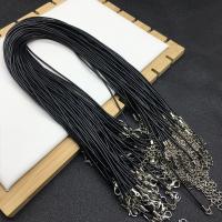Восковой шнур цепочка для ожерелья, с 2inch наполнитель цепи, DIY, черный, 1.50mm, Продан через Приблизительно 17.7 дюймовый Strand