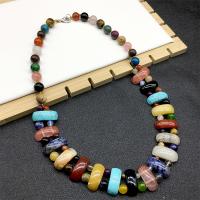 Natural Gemstone Necklace, Natural Stone, polished, Unisex, mixed colors, 10x25mm,10mm,8mm,6mm, Sold Per Approx 19.7 Inch Strand