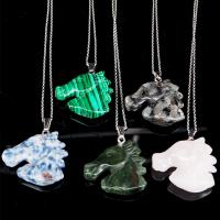 Gemstone Pendants Jewelry Natural Stone Horse Carved polished & DIY & rolo chain Sold Per Approx 17.7 Inch Strand