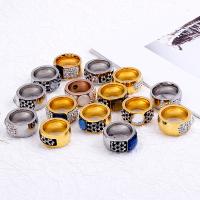Titanium Steel Finger Ring with Rhinestone Clay Pave plated  & for woman 11mm Sold By PC