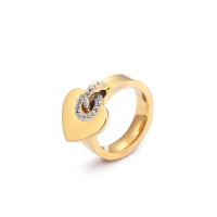 Titan Edelstahl Ringe, Titanstahl, Herz, plattiert, verschiedene Größen vorhanden & für Frau & mit Strass, keine, 5mm,16mm, verkauft von PC