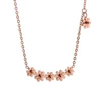 Titanium Steel Sweater Necklace, Flower, rose gold color plated, for woman, metallic color plated, Sold Per Approx 31.89 Inch Strand