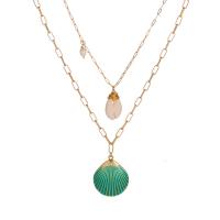 Multi Layer Necklace Zinc Alloy with Shell & Freshwater Pearl & Plastic Pearl gold color plated & for woman & multi-strand metallic color plated Length Approx 23.62 Inch Sold By Lot
