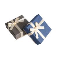 Jewelry Gift Box, Paper, with Sponge, with ribbon bowknot decoration, more colors for choice, 83x83x35mm, Sold By PC