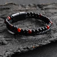 Gemstone Bracelets, Natural Stone, with leather cord, black, nickel, lead & cadmium free, 120x120x25mm, 10Strand/Bag, Sold By Bag