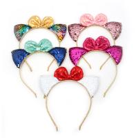 Cloth Hair Band, with Sequins, bowknot design & for children, more colors for choice, 140mm, Sold By PC