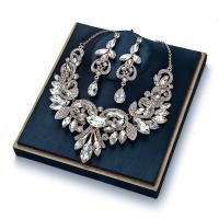 Zinc Alloy Jewelry Sets earring & necklace plated 2 pieces & for woman & with rhinestone nickel lead & cadmium free Length Approx 16.54 Inch Sold By Set
