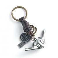 Schlüsselanhänger, Kunstleder, mit Zinklegierung, plattiert, Modeschmuck, keine, frei von Nickel, Blei & Kadmium, 90x60mm, verkauft von PC