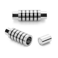 Edelstahl Magnetverschluss, plattiert, DIY, schwarz, Innendurchmesser:ca. 6mm, verkauft von PC