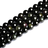 Schwarze Obsidian Perlen, Schwarzer Obsidian, rund, poliert, DIY & verschiedene Größen vorhanden, keine, verkauft von Strang