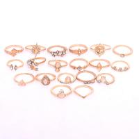 Zinc Alloy Ring Set plated for woman & with rhinestone nickel lead & cadmium free 20mm Sold By Set