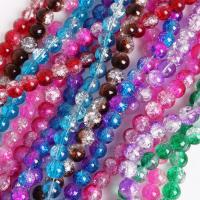 Crackle Glass Beads, Organic Glass, Round, DIY, more colors for choice, 8mm, Approx 50PCs/Strand, Sold By Strand