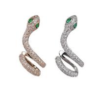 Fashion Earring Cuff and Wraps Brass with 925 Sterling Silver Snake plated micro pave cubic zirconia & for woman nickel lead & cadmium free 30mm Sold By Pair