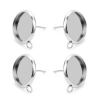 Stainless Steel Earring Stud Component Round plated DIY Sold By Bag