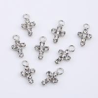 Tibetan Style Cross Pendants, platinum color plated, DIY & for woman & with rhinestone, more colors for choice, nickel, lead & cadmium free, 16x9x3mm, Sold By PC