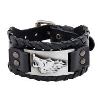 Leather Cord Bracelet Zinc Alloy with Faux Leather & Iron fashion jewelry 27.5CMx3.8CM Sold By PC