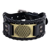 Leather Cord Bracelet Zinc Alloy with Faux Leather fashion jewelry 27.5CMx3.8CM Sold By PC