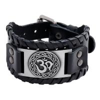Leather Cord Bracelet, Tibetan Style, with Faux Leather, fashion jewelry, more colors for choice, 27.5CMx3.8CM, Sold By PC