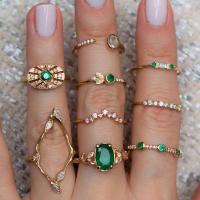 Zinc Alloy Ring Set gold color plated nine pieces & for woman & with rhinestone nickel lead & cadmium free Sold By Set