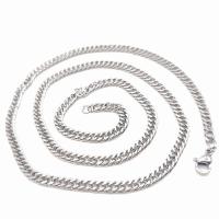 Stainless Steel Chain Necklace & curb chain & for man original color Length Approx 19.7 Inch Sold By Bag