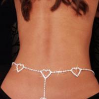 Body Chain Jewelry, Tibetan Style, Heart, platinum plated, for woman & with rhinestone, Sold Per Approx 38 Inch Strand