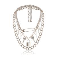 Mode-Multi-Layer-Halskette, Eisen, mit Zinklegierung, plattiert, Modeschmuck & für Frau, frei von Nickel, Blei & Kadmium, 470mm, verkauft von Strang