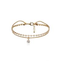 Brass Anklet plated fashion jewelry & for woman & with rhinestone gold nickel lead & cadmium free Sold By PC