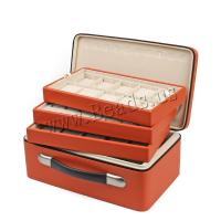 Multifunktionale Schmuck-Box, PU Leder, mit Baumwollsamt, drei Schichten, keine, 370x223x140mm, verkauft von PC