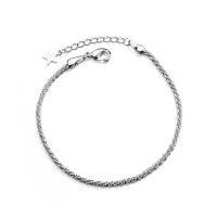 Brass Bracelet & Bangle, with 1.4inch extender chain, platinum plated, adjustable & for woman, nickel, lead & cadmium free, 2mm, Sold Per Approx 15.7 Inch Strand