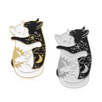 Tibetan Style Brooches, Cat, plated, for woman & enamel, black, 80x130mm, 10PCs/Lot, Sold By Lot