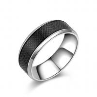 Rozsdamentes acél Finger Ring, Stainless Steel, galvanizált, különböző méretű a választás & az ember, fekete, 10PC-k/Lot, Által értékesített Lot