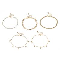 Brass Anklet, plated, fashion jewelry & for woman, gold, nickel, lead & cadmium free, 270mm, Length:Approx 10.62 Inch, Sold By Set