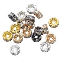 Brass Spacer Bead, Flat Round, plated, DIY & different size for choice & with rhinestone, more colors for choice, 2000PCs/Bag, Sold By Bag