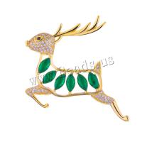 Brass Pendant, Christmas Reindeer, plated, DIY & with rhinestone, more colors for choice, 43x45.50x7.60mm, Sold By PC