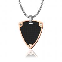 Stainless Steel Pendants, with Carbon Fibre, plated, for man, rose gold color, 24x3x28mm, 5PCs/Lot, Sold By Lot