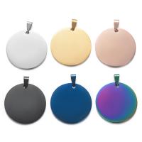 Stainless Steel Tag Charm, Flat Round, plated, DIY & different size for choice, more colors for choice, 3PCs/Bag, Sold By Bag