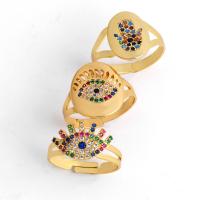 Sześciennych cyrkon Brass Ring Finger, Mosiądz, Pozłacane 18K, regulowany & różne style do wyboru & mikro utorować cyrkonia & dla kobiety, dostępnych więcej kolorów, bez zawartości niklu, ołowiu i kadmu, 21x20mm, sprzedane przez PC