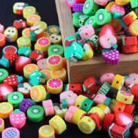 Polymer Ton Perlen , Fruchtentwurf & DIY, gemischte Farben, 7-10x3-5mm, ca. 100PCs/Tasche, verkauft von Tasche