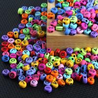 Akryl Pony Beads, Abecední písmeno, DIY, smíšené barvy, 7x3.73mm, 100PC/Bag, Prodáno By Bag