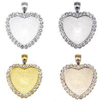 Zinc Alloy Pendant Cabochon Setting Heart plated DIY & with rhinestone nickel lead & cadmium free Inner Approx 25mm Sold By PC
