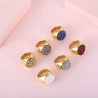 Stainless Steel Finger Ring with Ice Quartz Agate 18K gold plated Unisex Sold By PC