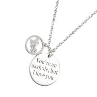 Stainless Steel Jewelry Necklace, Unisex & oval chain & with letter pattern, original color, 25mm,2.2mm, Sold Per Approx 17.7 Inch Strand
